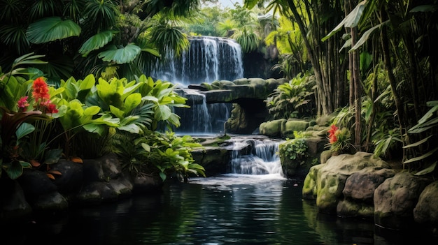 Una cascata in una foresta tropicale