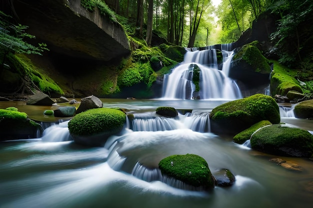 Una cascata nella foresta