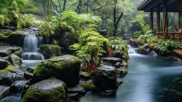 Una cascata nella foresta