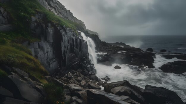 Una cascata sulla costa dell'Irlanda