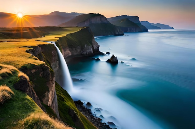 Una cascata sulla costa