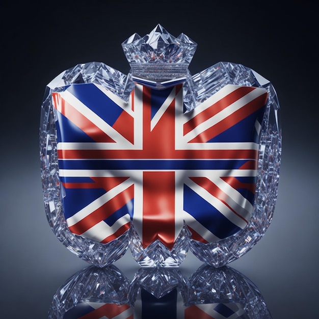 Una cassa a forma di diamante con sopra la bandiera dell'Union Jack.