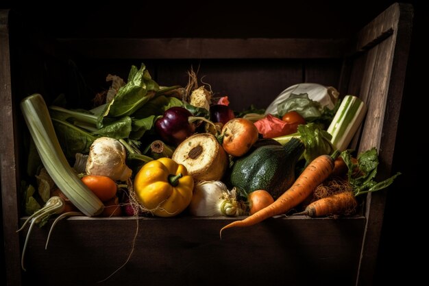 Una cassetta di verdure della fattoria