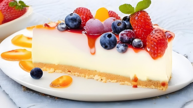 Una cheesecake con sopra della frutta