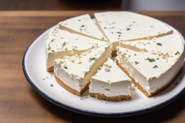 Una cheesecake con una fetta tagliata