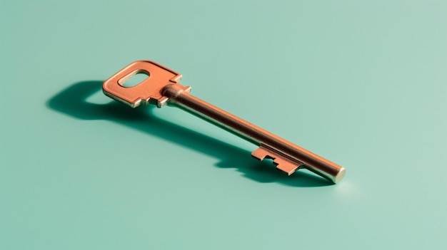 Una chiave con una grande chiave su uno sfondo verde