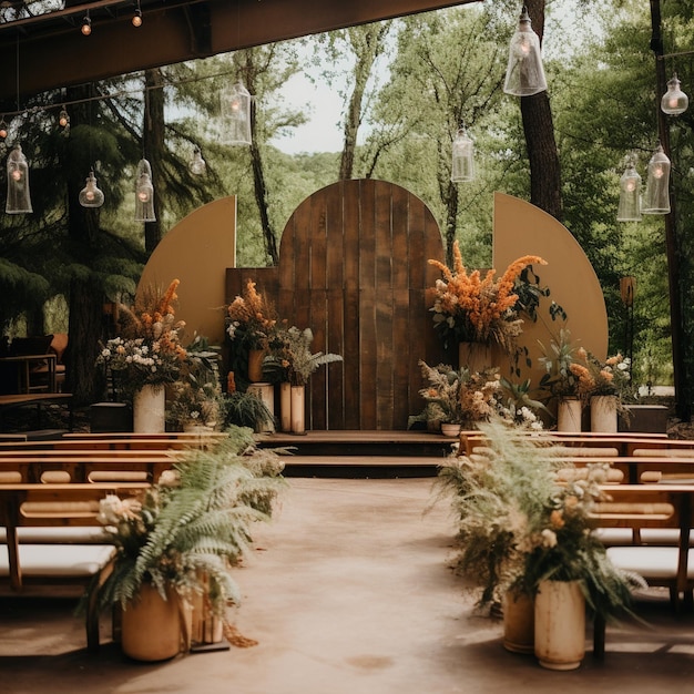 una chiesa con un grande portone di legno con scritto "giardino".