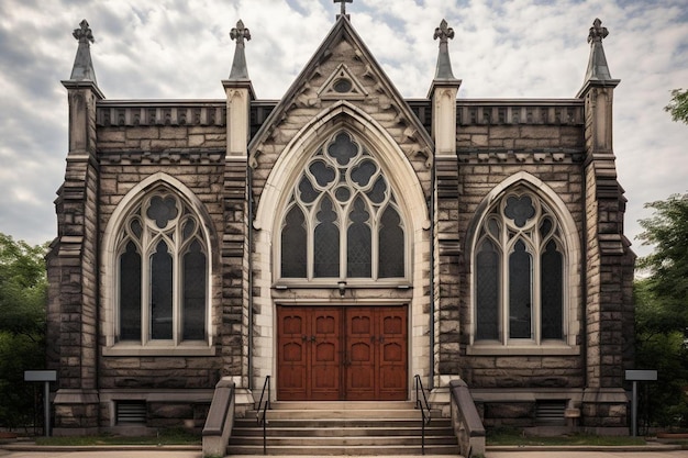 Una chiesa con una croce sul davanti