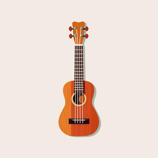 una chitarra marrone con uno sfondo bianco e una cornice marrone.