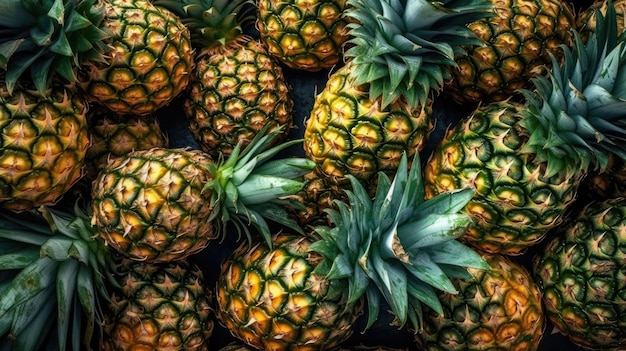 Una chiusura di ananas su un tavolo