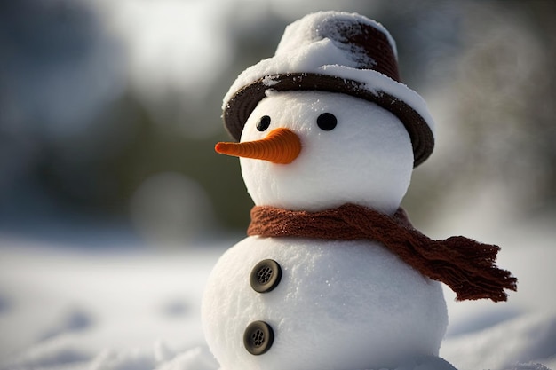 Una chiusura di un pupazzo di neve in inverno