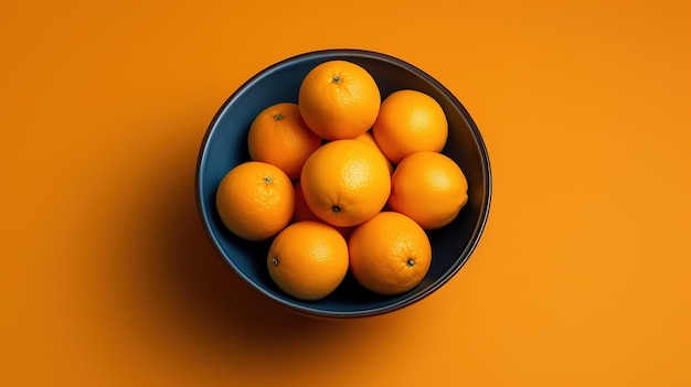 Una ciotola di arance su uno sfondo arancione