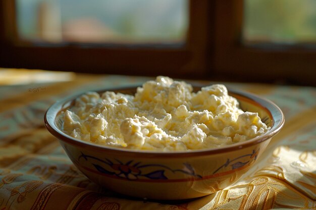 Una ciotola di fragole e yogurt con un dip