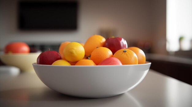 Una ciotola di frutta in cucina