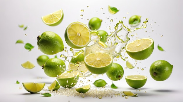 una ciotola di lime e lime con bolle sullo sfondo