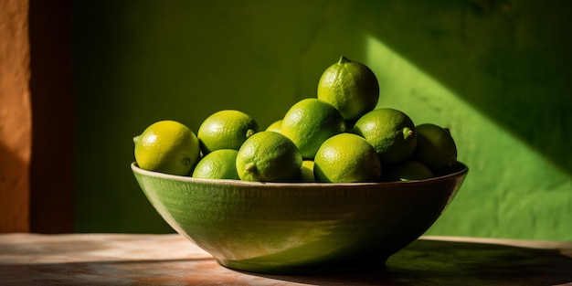 Una ciotola di lime su un tavolo