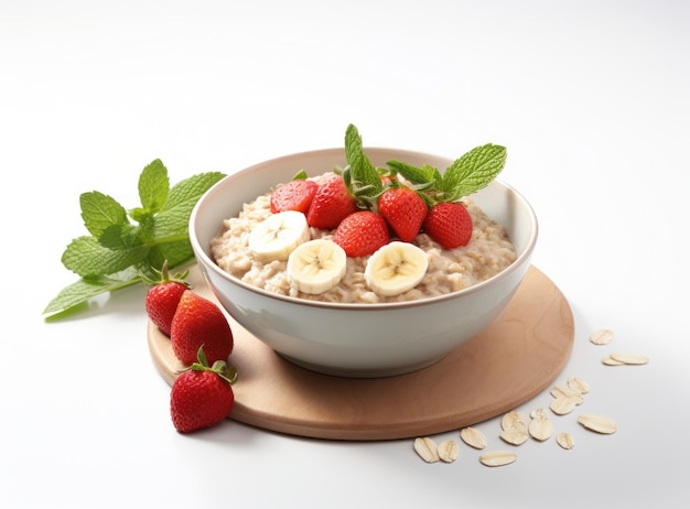 Una ciotola di muesli con fragola e banana