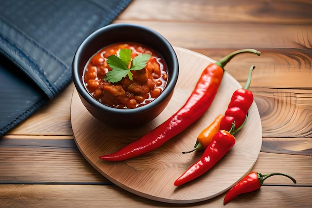 Una ciotola di peperoncino accanto a una ciotola di peperoncino.