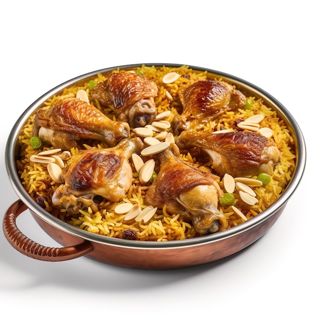 Una ciotola di riso con pollo e riso