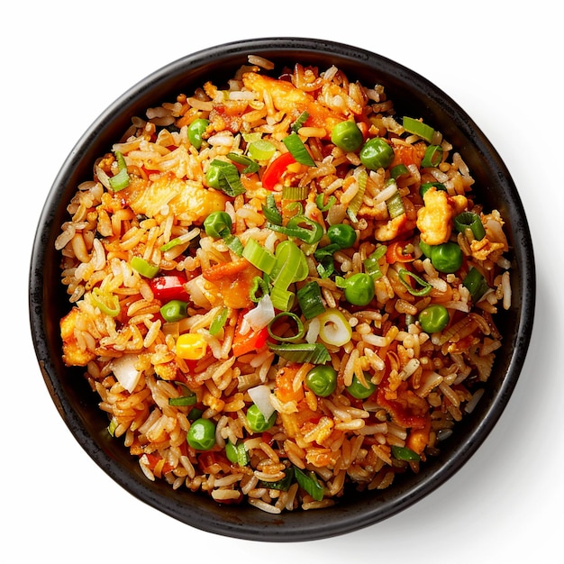 una ciotola di riso con un lato di verdure e riso