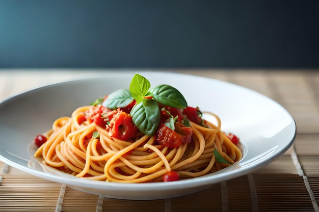 Una ciotola di spaghetti con sopra una salsa di pomodoro.