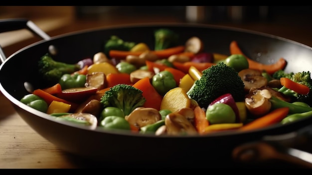 Una ciotola di verdure con broccoli e altre verdure