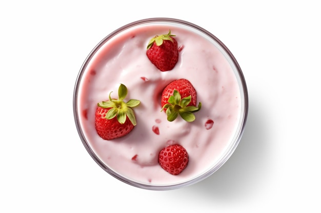 Una ciotola di yogurt con sopra le fragole