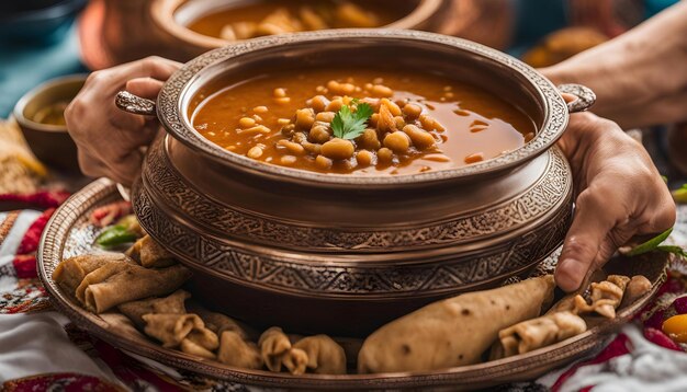 una ciotola di zuppa con fagioli e fagioli