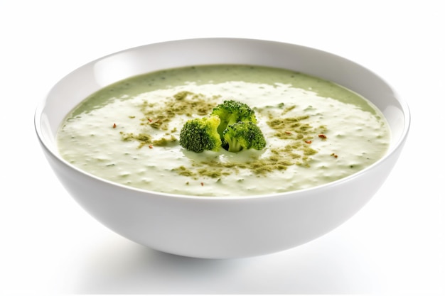 una ciotola di zuppa con sopra i broccoli