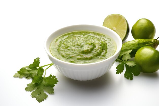 Una ciotola piena di guacamole fresco sormontato da fette di lime e cilantro tritato per un aperitivo o spuntino saporito e vibrante Isolato su uno sfondo trasparente PNG