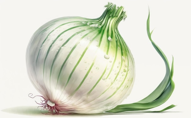 una cipolla disegnata su sfondo bianco acquerello verdure organiche illustrazioni ai generate