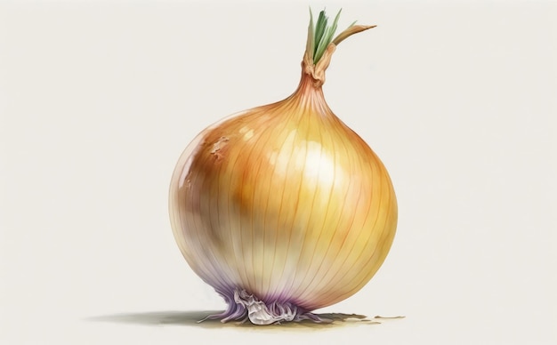 una cipolla disegnata su sfondo bianco acquerello verdure organiche illustrazioni ai generate