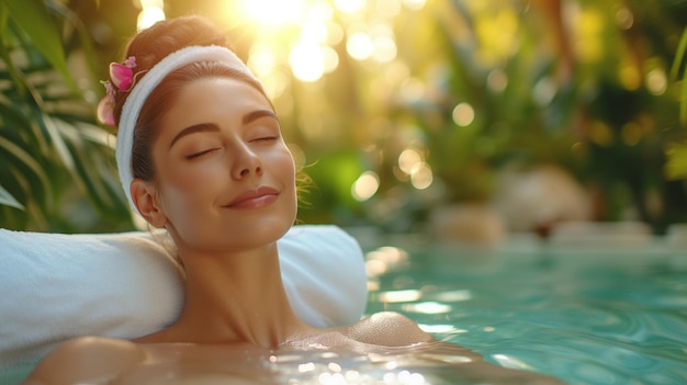 Una cliente si sta godendo una rilassante spa antistress.