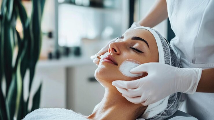 Foto una clinica di bellezza elegante con un paziente.