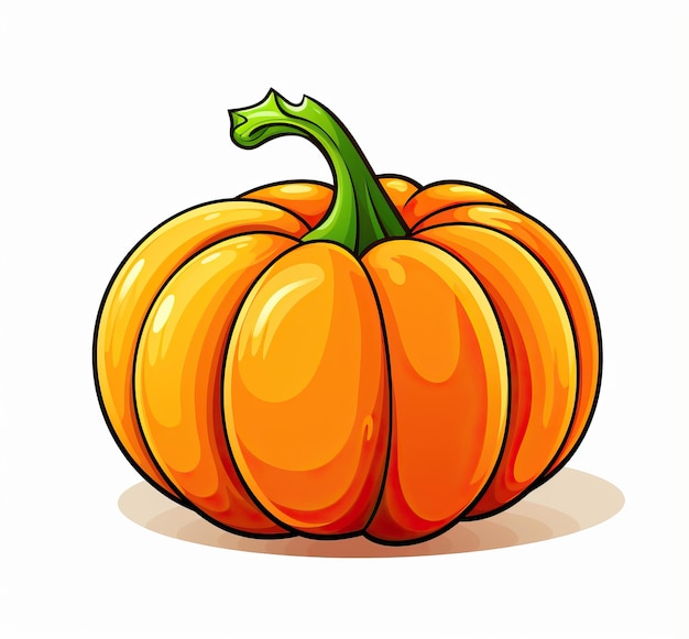 una clip art di zucca arancione è mostrata nello stile di colori audaci linee forti cartone animato colorato