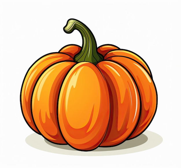 una clip art di zucca arancione è mostrata nello stile di colori audaci linee forti cartone animato colorato