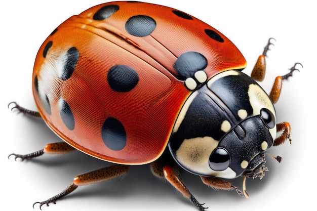 Una coccinella con puntini neri sul dorso