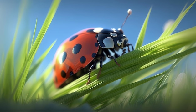 Una coccinella su un filo d'erba