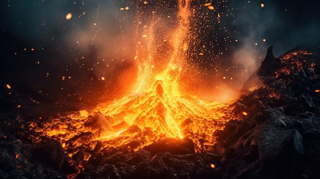 Una colata lavica da un vulcano Generative AI Art