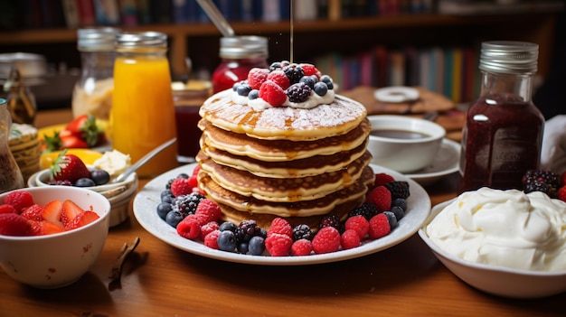 Una colazione di pancake americana fatta in casa.