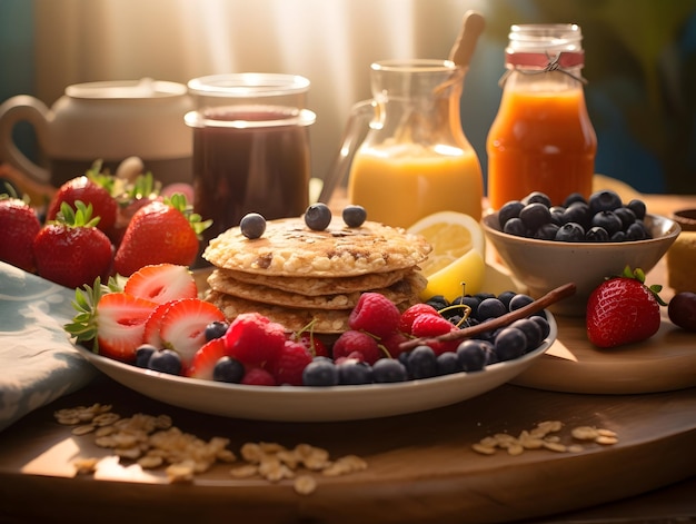 Una colazione sana sul tavolo