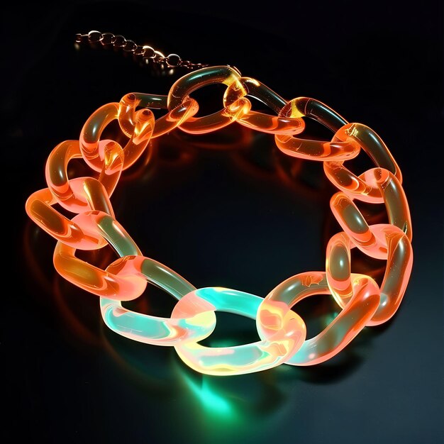 una collana colorata con luci arancioni e verdi attorno ad essa