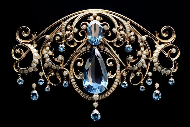 una collana di diamanti con uno zaffiro blu e un diamante