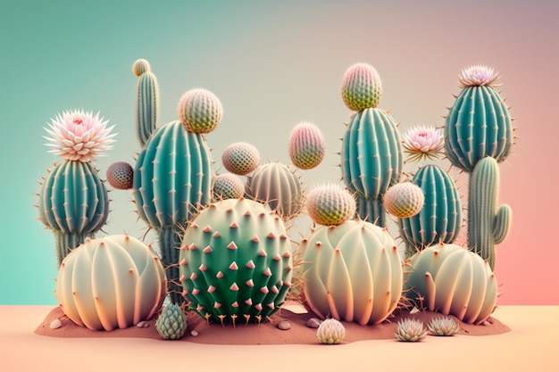 Una collezione di cactus in un deserto