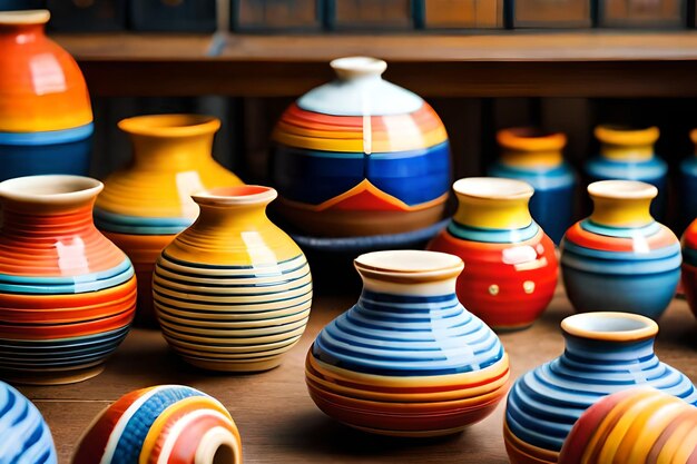 una collezione di ceramiche colorate della collezione.
