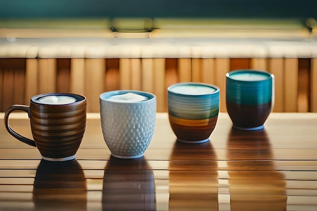 Una collezione di ciotole su un tavolo con una che dice "ceramica".