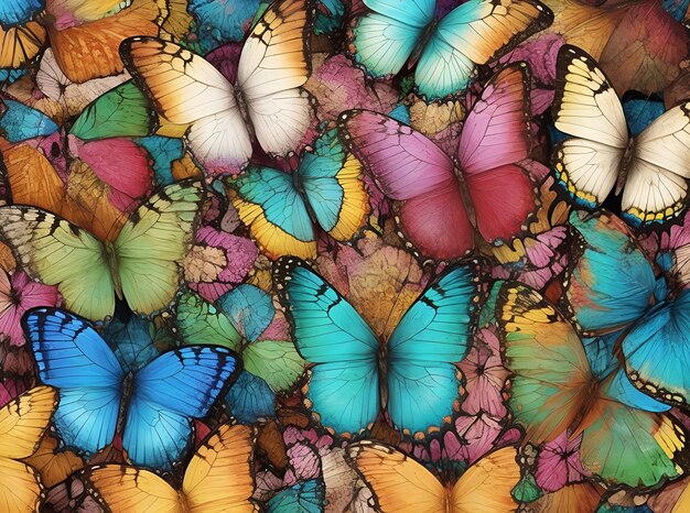 una collezione di farfalle con diversi colori e colori