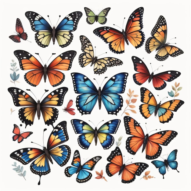 Una collezione di farfalle e farfalle dalla collezione delle farfalle.