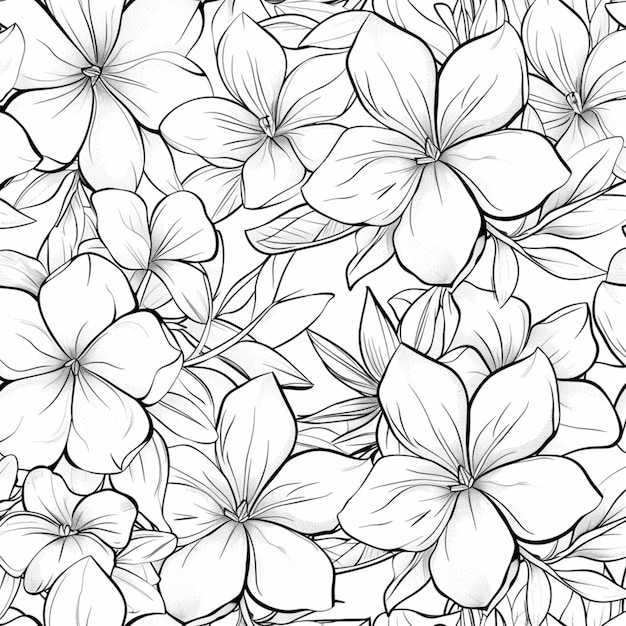 una collezione di fiori disegnati in bianco e nero