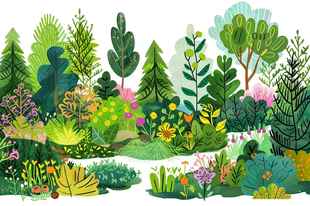 una collezione di piante e alberi della collezione